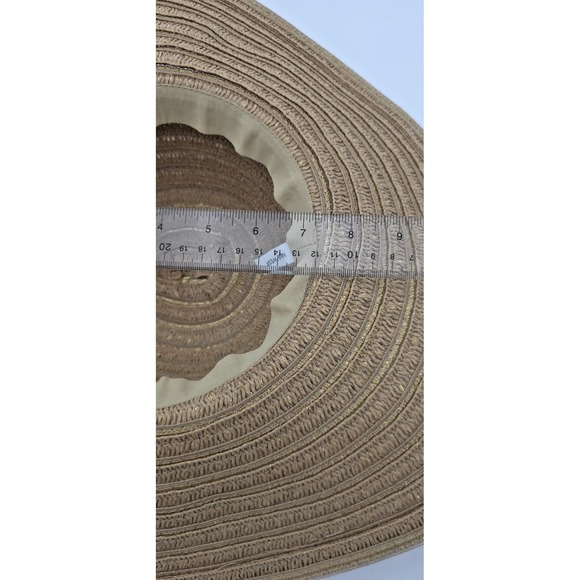 Nine West Sun Hat Women's One Size Straw Gold Wide Brim Floppy Beach Summer‎ - Picture 7 of 11
